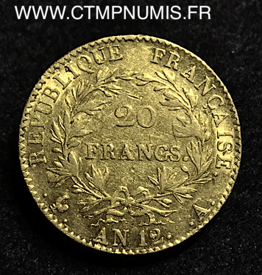 20 FRANCS  OR   CONSUL   AN 12 A  PARIS