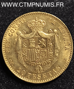 ESPAGNE 20 PESETAS ALPHONSE XIII 1890 (90)