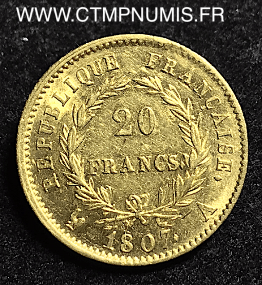 20 FRANCS  OR    NAPOLEON   TETE NUE  1807 A