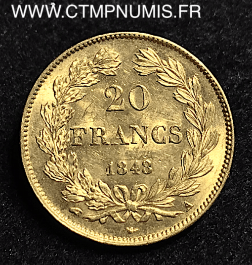 20 FRANCS OR    LOUIS PHILIPPE I°    1848 A  PARIS