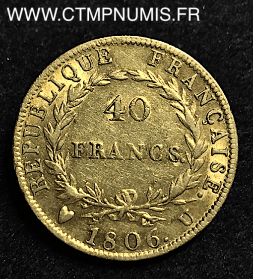 40 FRANCS OR NAPOLEON 1806 U TURIN