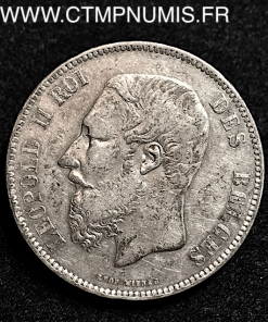 BELGIQUE   5 FRANCS  ARGENT   LEOPOLD II   1867 