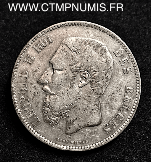 BELGIQUE   5 FRANCS  ARGENT   LEOPOLD II   1867