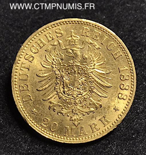 ALLEMAGNE  PRUSSE  20 MARK  OR 1888 A