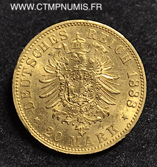 ALLEMAGNE PRUSSE 20 MARK OR 1888 A