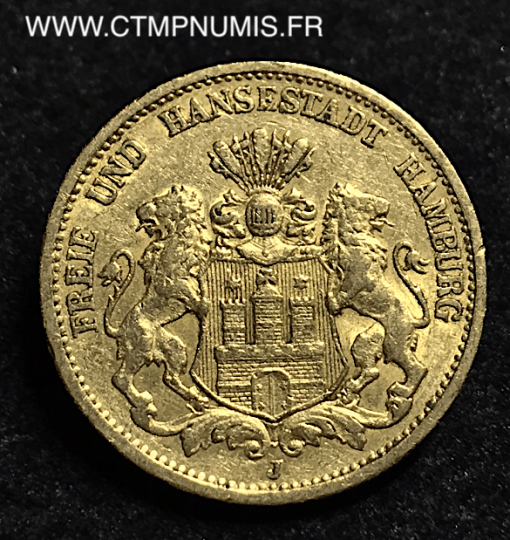 ALLEMAGNE HAMBOURG 20 MARK OR 1877J