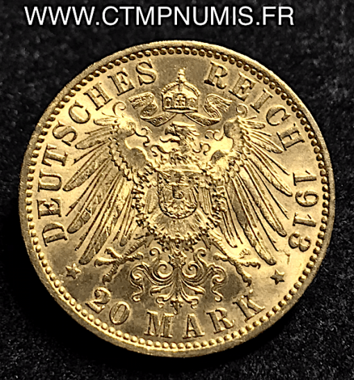 ALLEMAGNE HAMBOURG 20 MARK OR 1913 J