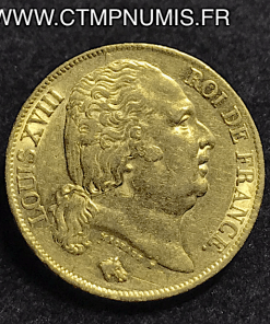 20 FRANCS LOUIS XVIII AU BUSTE NU 1818 A  PARIS