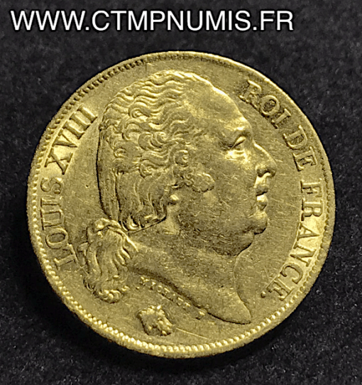 20 FRANCS LOUIS XVIII AU BUSTE NU 1818 A PARIS