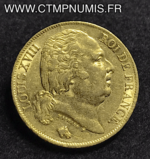 20 FRANCS LOUIS XVIII AU BUSTE NU 1818 A  PARIS