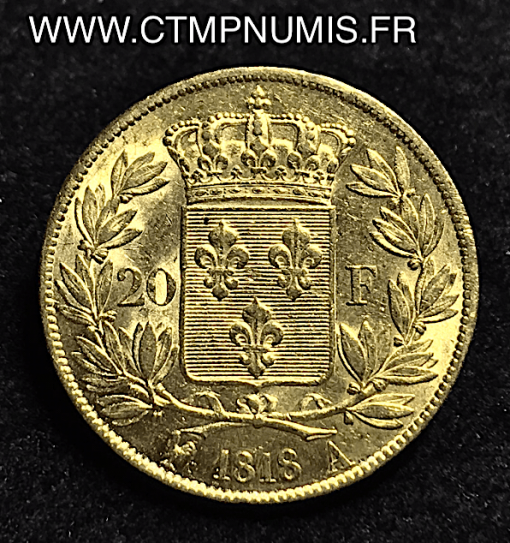 20 FRANCS LOUIS XVIII AU BUSTE NU 1818 A PARIS