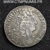 LOUIS XIV 1/4 ECU ARGENT AUX 3 COURONNES 1709 AIX