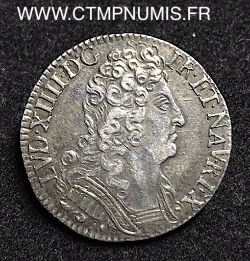 LOUIS XIV 1/4 ECU ARGENT AUX 3 COURONNES 1709 AIX