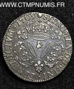 LOUIS XIV 1/4 ECU ARGENT AUX 3 COURONNES 1709 AIX