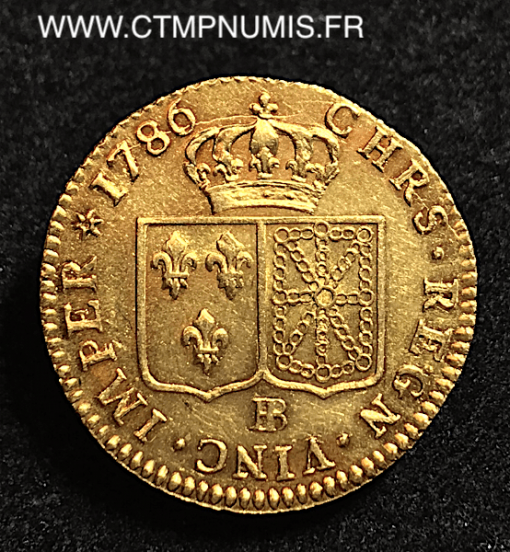 LOUIS XVI LOUIS D'OR BUSTE NU 1786 STRASBOURG