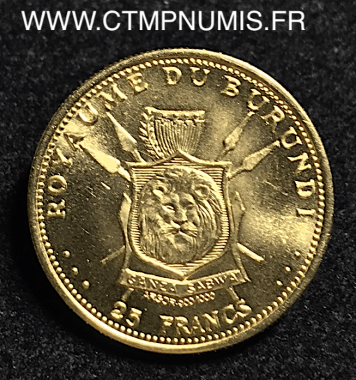 BURUNDI 25 FRANCS OR 1965