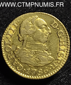 ESPAGNE 1/2 ESCUDO OR CHARLES III 1786 MADRID