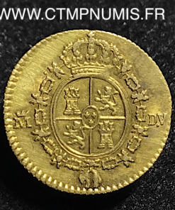 ESPAGNE 1/2 ESCUDO OR CHARLES III 1786 MADRID