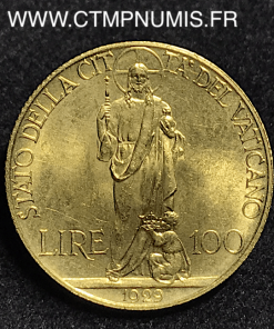 ITALIE VATICAN 100 LIRE OR PIE XI 1929 VIII ROME