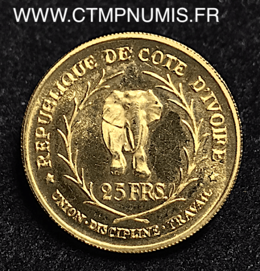 ,COTE,IVOIRE,25,FRANCS,OR,HOUPHOUET,BOIGNY,