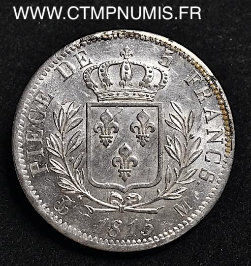 5 FRANCS ARGENT LOUIS XVIII 1815 M TOULOUSE