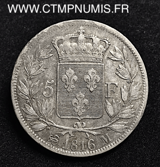 5 FRANCS  ARGENT LOUIS XVIII  1816 M  TOULOUSE