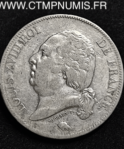 5 FRANCS ARGENT LOUIS XVIII 1816 M TOULOUSE