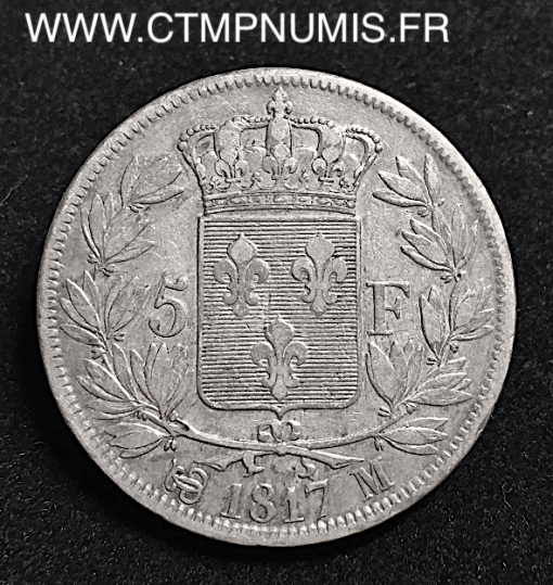 5 FRANCS ARGENT LOUIS XVIII 1817 M TOULOUSE