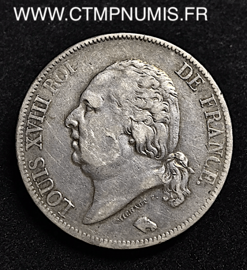 5 FRANCS ARGENT LOUIS XVIII 1817 M TOULOUSE