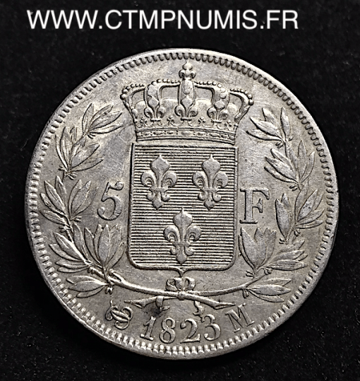 5 FRANCS ARGENT LOUIS XVIII 1823 M TOULOUSE