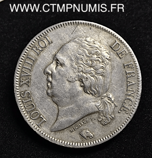 5 FRANCS ARGENT LOUIS XVIII 1823 M TOULOUSE