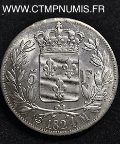 5 FRANCS ARGENT LOUIS XVIII 1824 M TOULOUSE