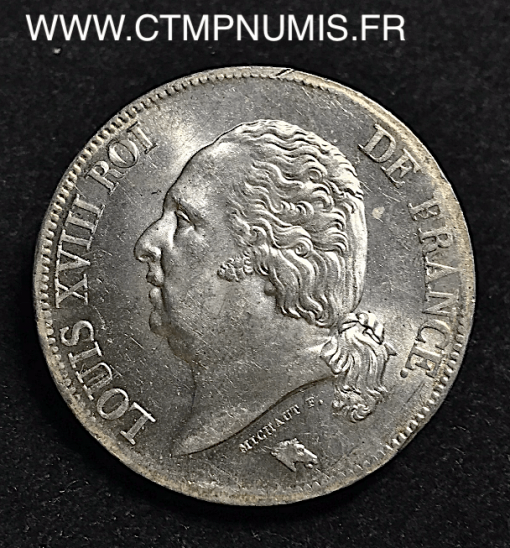 5 FRANCS ARGENT LOUIS XVIII 1824 M TOULOUSE