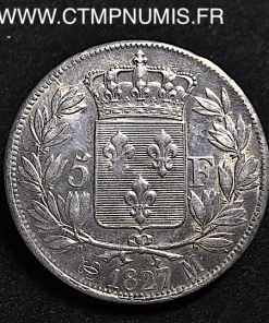 5 FRANCS ARGENT CHARLES X 1827 M TOULOUSE