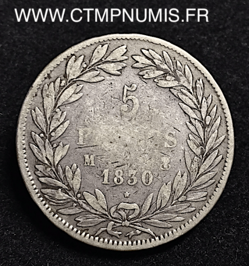 5 FRANCS ARGENTLOUIS PHILIPPE I° 1830 TOULOUSE