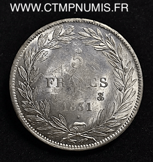 5 FRANCS ARGENTLOUIS PHILIPPE I° 1831 M TOULOUSE