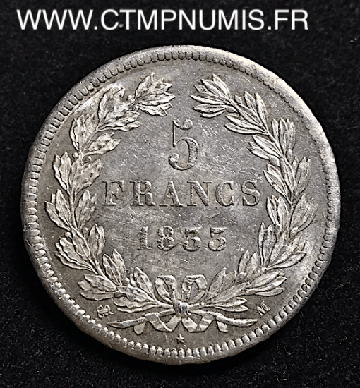 ,5,FRANCS,ARGENT,LOUIS,PHILIPPE,1833,TOULOUSE,