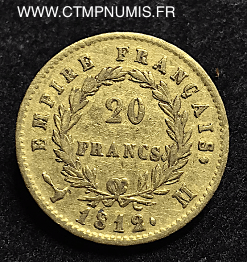 ,20,FRANCS,OR,NAPOLEON,EMPIRE,1812,TOULOUSE,