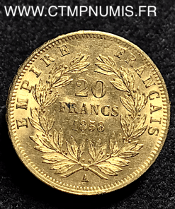 ,20,FRANCS,OR,NAPOLEON,1858,A,PARIS,SUP,