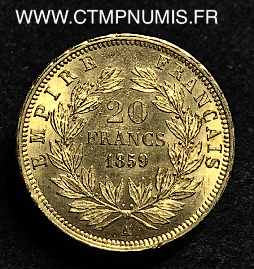 ,20,FRANCS,OR,NAPOLEON,1859,A,PARIS,SUP,
