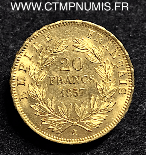 ,20,FRANCS,OR,NAPOLEON,1857,A,PARIS,SUP,