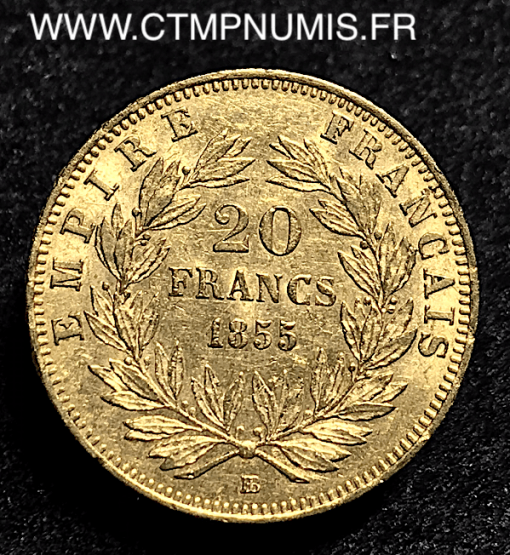 ,20,FRANCS,OR,NAPOLEON,1855,BB,STRASBOURG,