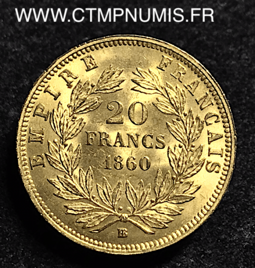 ,20,FRANCS,OR,NAPOLEON,1860,BB,STRASBOURG