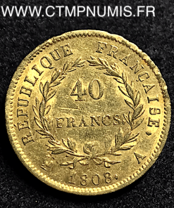 ,40,FRANCS,OR,NAPOLEON,LAUREE,1808,A,PARIS,