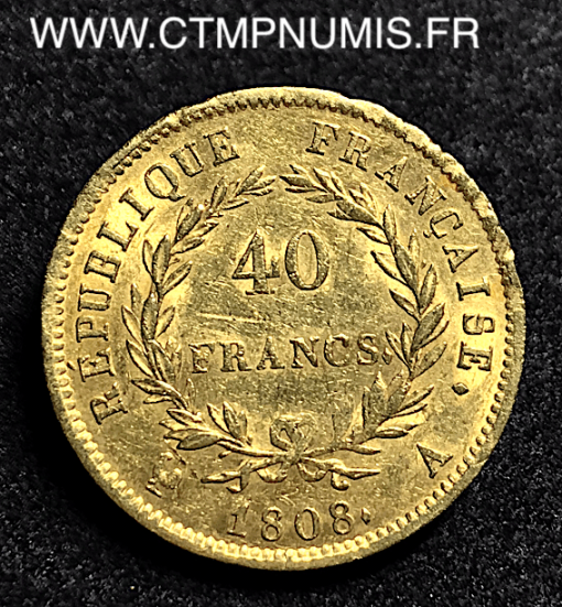 ,40,FRANCS,OR,NAPOLEON,LAUREE,1808,A,PARIS,