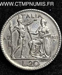 ITALIE 20 LIRE ARGENT VICTOR EMMANUEL 1927 VI