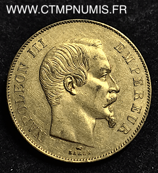50,FRANCS,OR,NAPOLEON,III,TETE,NUE,1856,PARIS,