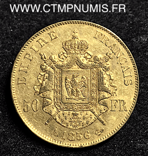 ,50,FRANCS,OR,NAPOLEON,III,TETE,NUE,1856,PARIS,