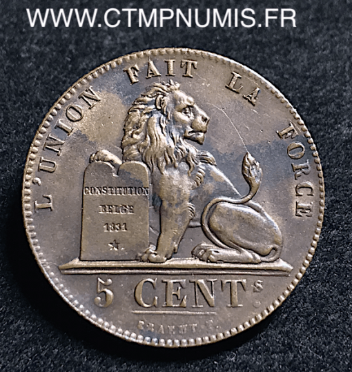 ,BELGIQUE,5,CENTIMES,LEOPOLD,I°,1850,SUP,