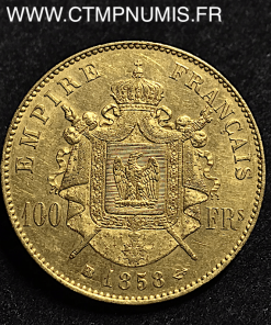 ,100,FRANCS,OR,NAPOLEON,1858,BB,STRASBOURG